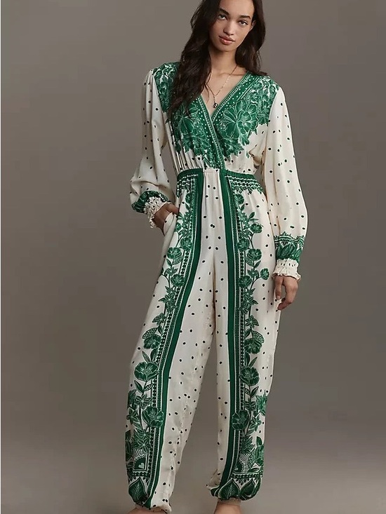 Farm Rio Anthropologie floral dot Jumpsuit - Picture 4 of 5